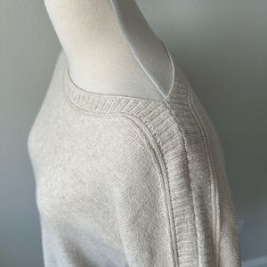 Ribbed neckline and shoulder sweater